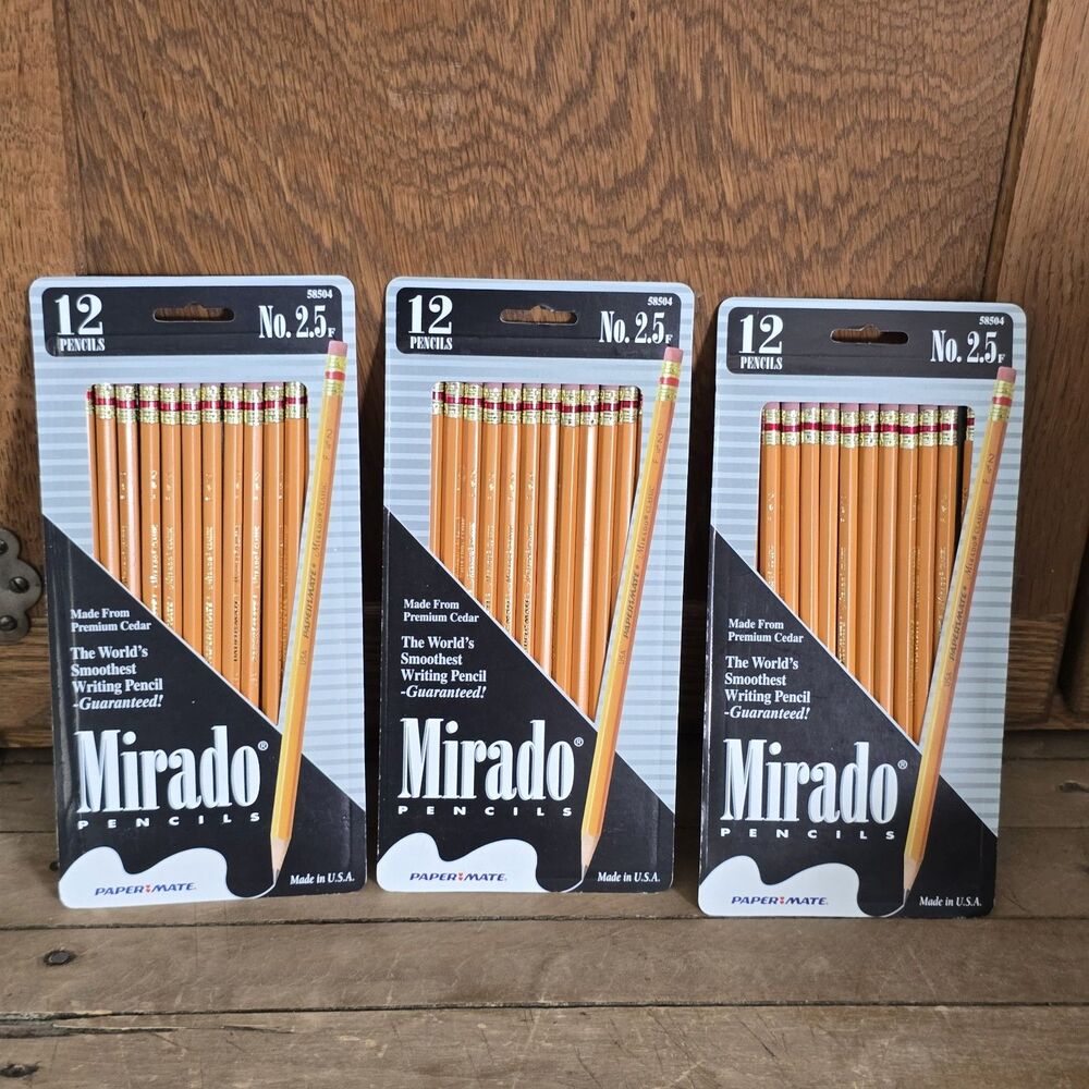 Vintage Paper Mate Mirado No. 2.5 Pencils 12 per Pack Sanford 2003 Lot Of 3
